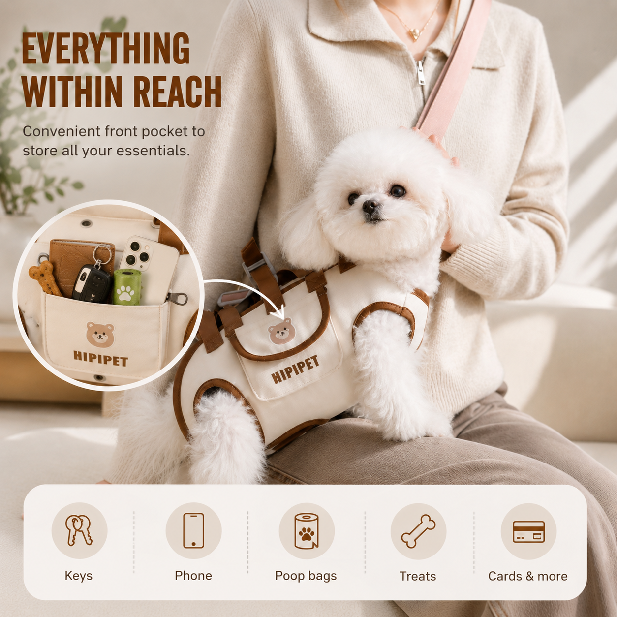 Portable Pet Travel Bag with Storage Pocket 1