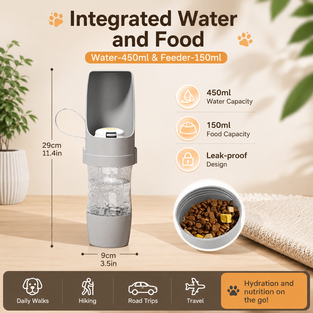 Portable Pet Water Bottle Leak Proof Travel Dispenser