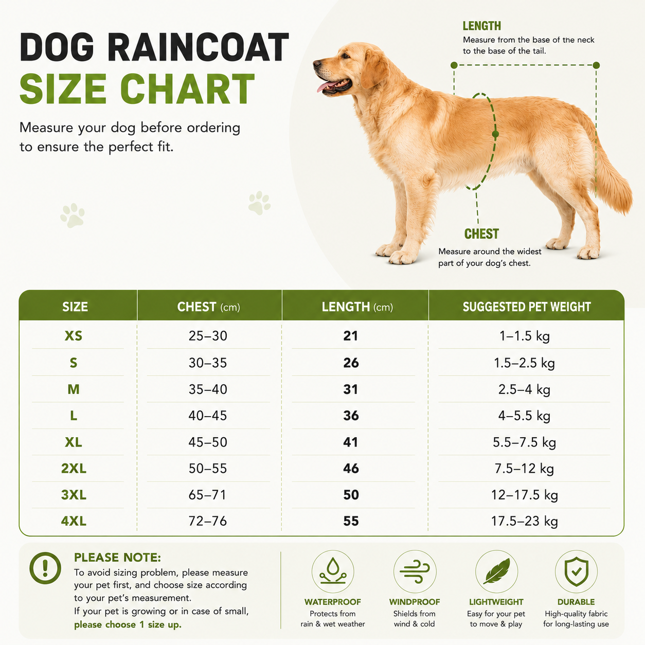 Lightweight Waterproof Dog Raincoat